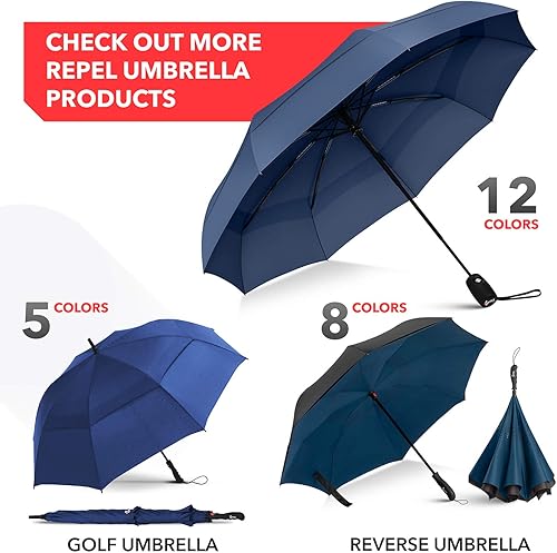 Miniatura 9 de Repel Umbrella Windproof Travel Umbrella - Wind Resistant Small - Compact Light Automatic Strong Steel Shaft Mini Folding and Portable - Backpack