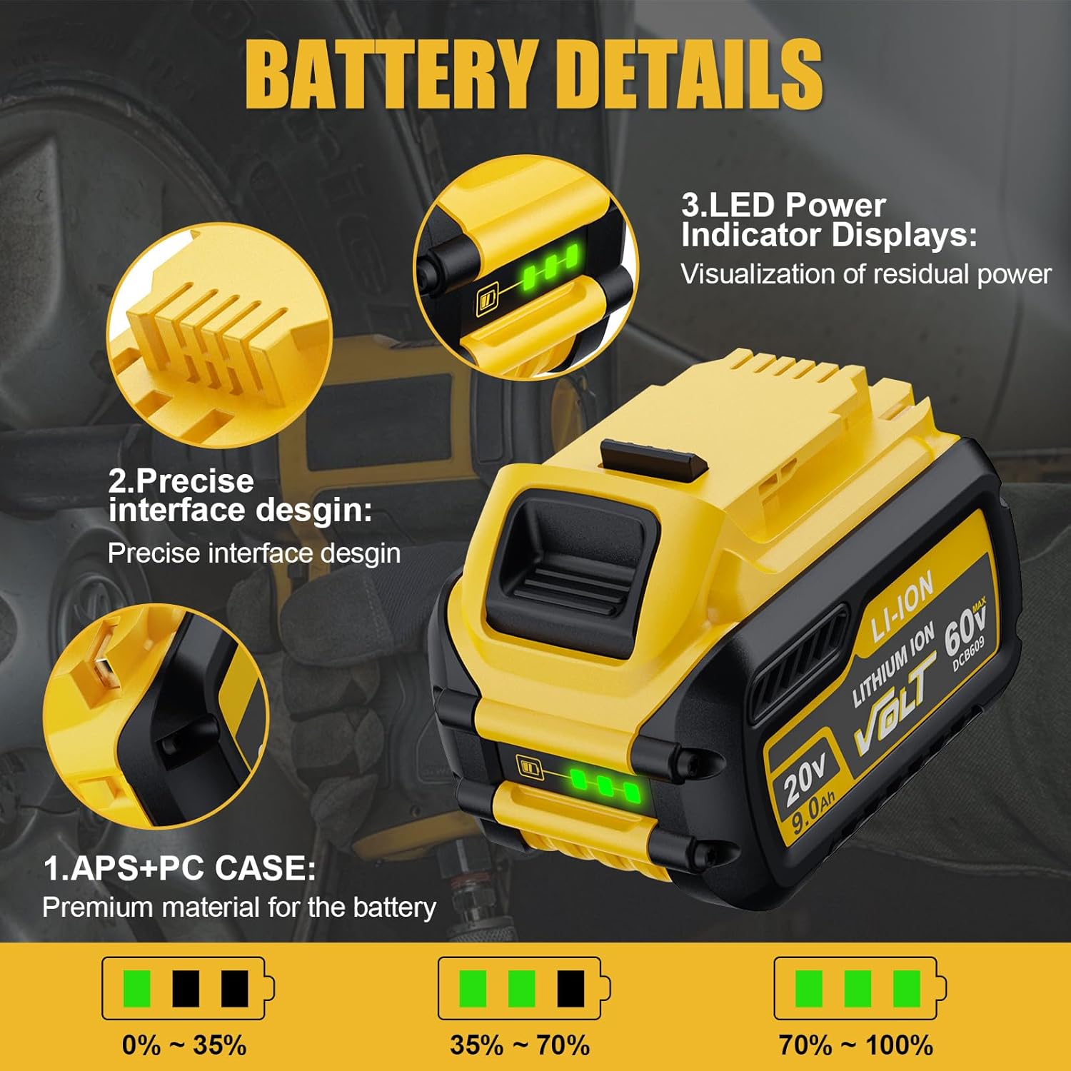 2Pack 9.0Ah Replacement for Dewalt 20V 60V Flexvolt Battery Lithium Compatible with Dewalt 20 60 Volt Max Battery DCB609 DCB606 DCB612 DCB200 DCB201 DCB203 DCB204 DCB206 DCB207 DCB209 Power Tools - Image 5