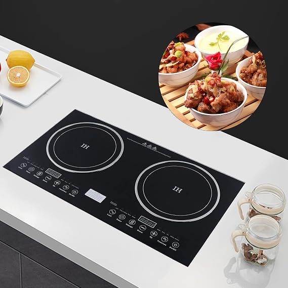 Double Induction Cooktop, 1200W+1400W Electric Induction Cooker and Ceramic-Cooker, Commercial Electromagnetic Cooker, Hot Plate Countertop Burner, Electric Hot Plate with Sensor Touch