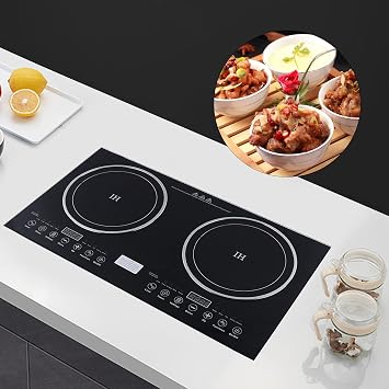 Double Induction Cooktop, 1200W+1400W Electric Induction Cooker and Ceramic-Cooker, Commercial Electromagnetic Cooker, Hot Plate Countertop Burner, Electric Hot Plate with Sensor Touch