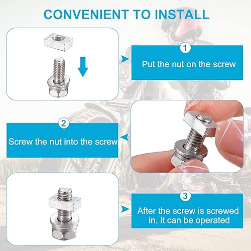 Miniatura 3 de Paquete de 48 pernos de terminal de batería de motocicleta, kit de tuercas cuadradas M6 x 0.630 in, tuercas de terminal de batería, tuercas de