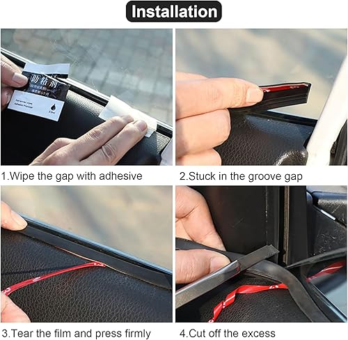 Miniatura 5 de DOTAATDW Tira de sellado de ventana de automóvil de 13.12 pies, tira de sellado de ventana en forma de V, universal, autoadhesiva, tira de goma para