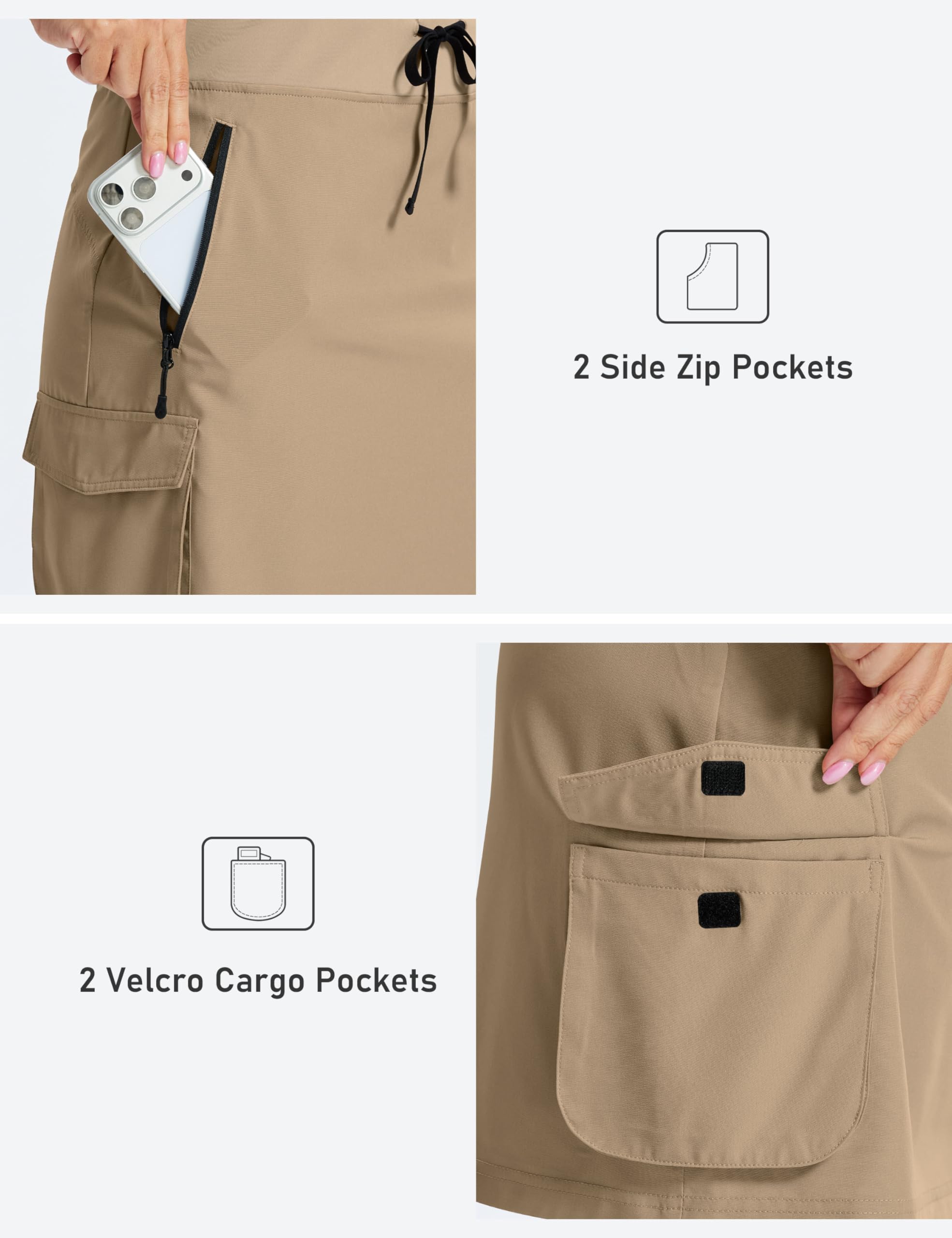 MoFiz Gonne Trekking Donna Gonna Sportiva con Pantaloncini da Tennis Golf Skirt con Tasche Gonna Estiva Donna al Ginocchio