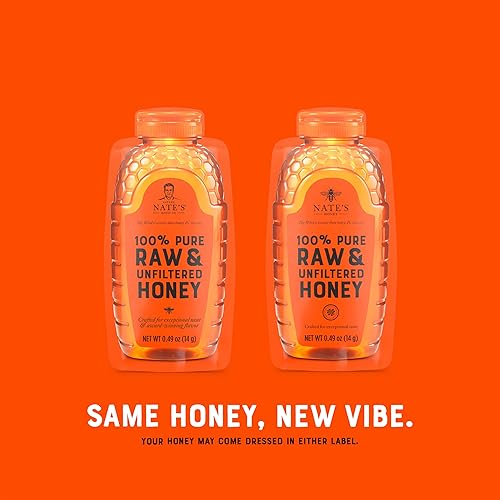 Miniatura 3 de Nate's Honey Minis - Miel de una sola porción 100% pura, cruda y sin filtrar, rellenos de calcetines navideños, paquetes de 0.49 onzas, caja de 20