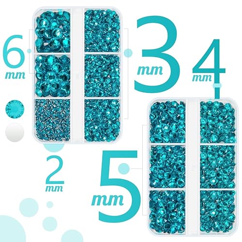 Miniatura 8 de qiipii 3060 unidades de diamantes de imitación de resina plateada con parte trasera plana metálica de 0.079 in, 0.118 in, 0.157 in, 0.197 in, 0.236