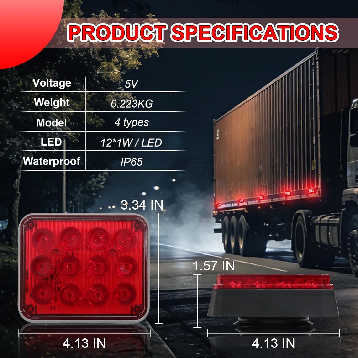 2PCS Red Magnetic Cube Strobe Lights, Rechargeable Portable High-Visibility Emergency Beacons Warning Lights with Multi-Mode & Waterproof for Trucks Vans Vehicles