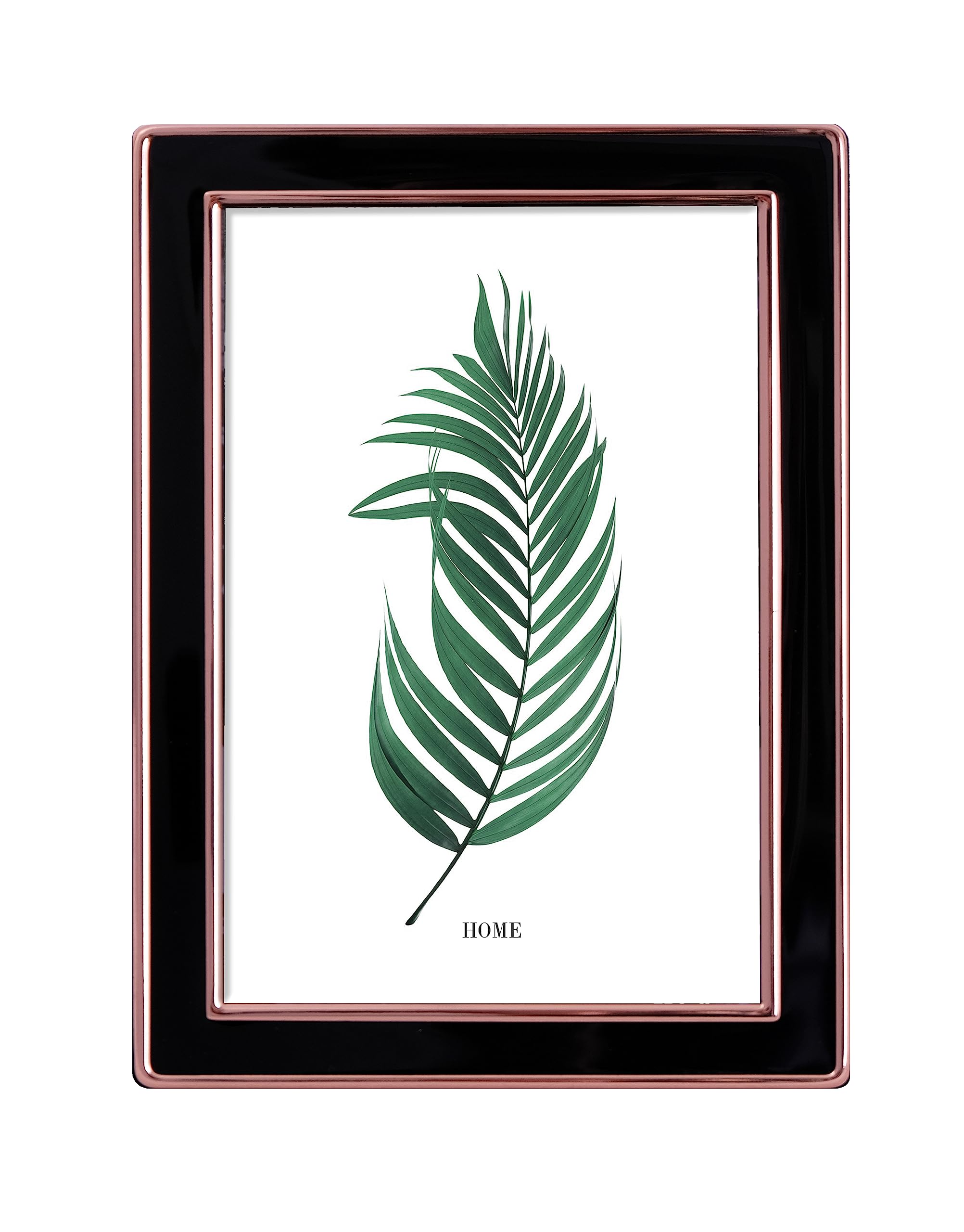 Inov8 Rose Gold Framing Tarnish Resistant Silver Plated Picture Frame - Black Enamel Design For 6X4 Inch (15X10cm) Photo