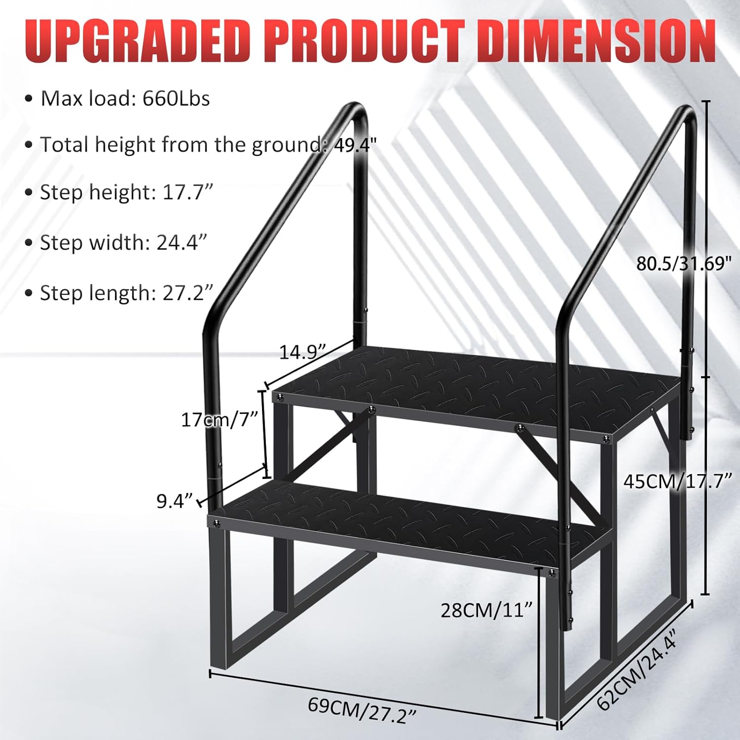 RV Steps with 2 Handrails