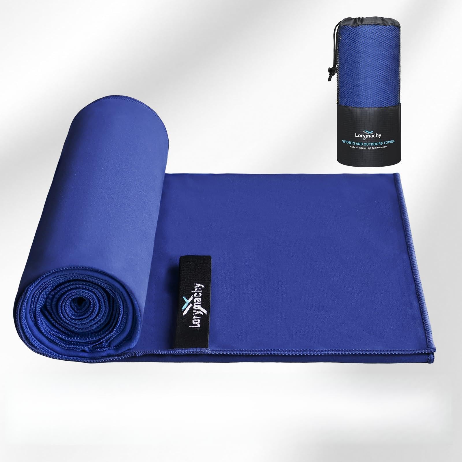 Lorymachy Mikrofaser Handtuch – Fitness Handtuch mit Silberionen-Behandlung, Ultraleicht & Saugstark, Schnelltrocknend – Ideal für Fitness, Yoga, Reisen, Camping, Wandern & Strand