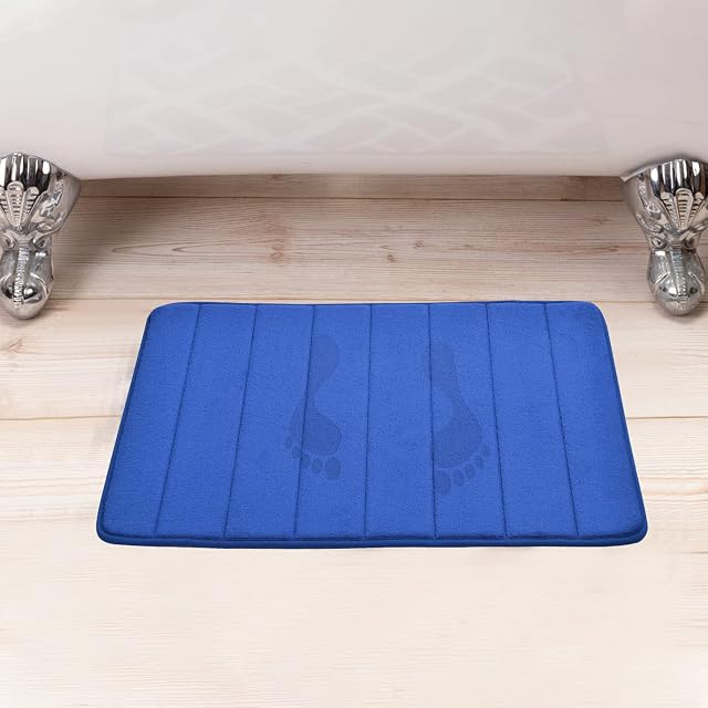 Rainberg Memory Foam Bathmat Non-slip Bath Rug, Soft Absorbent, Quick-drying, Machine Washable, Bathroom Floor Mat. (Blue, 40x60cm)