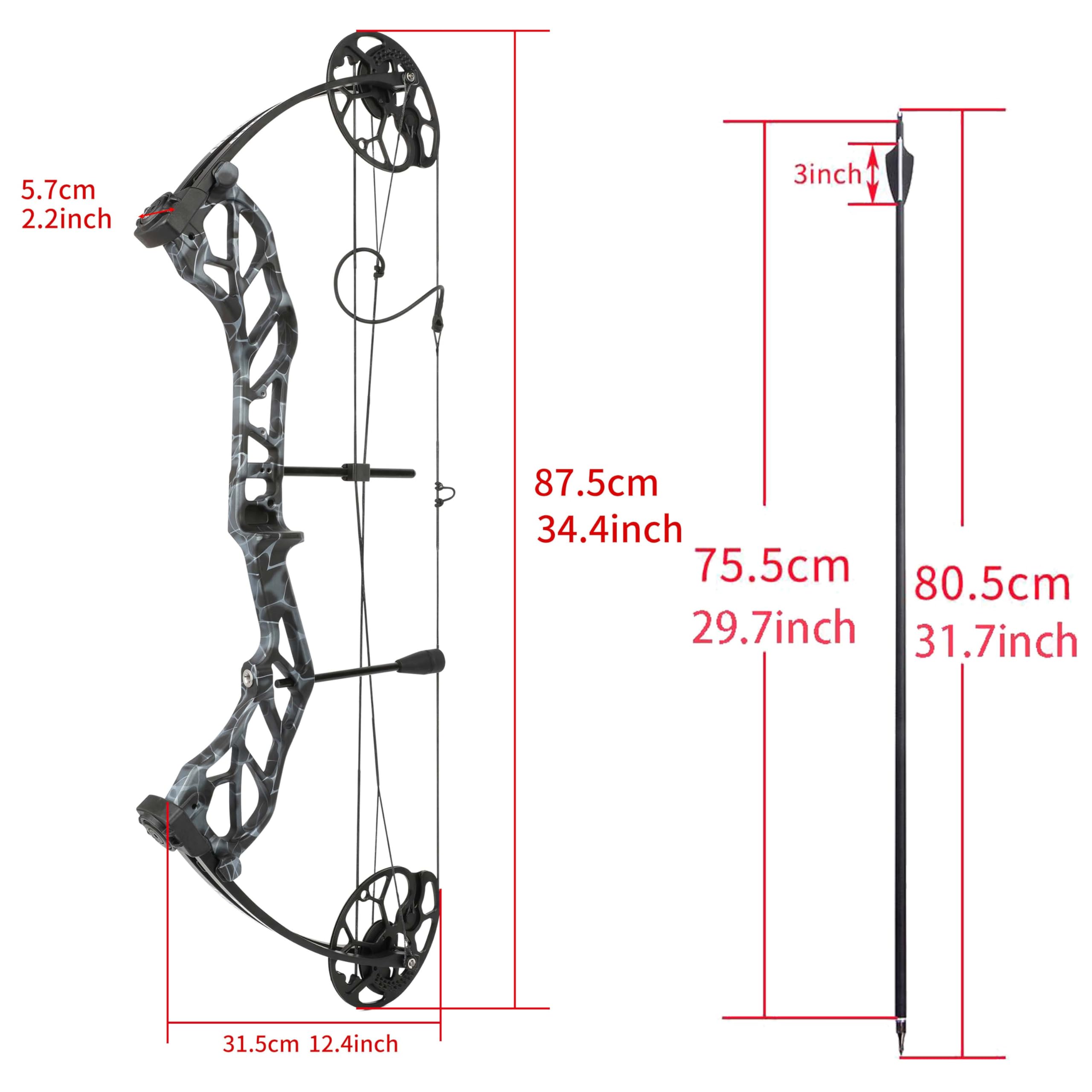 Set arco compound da tiro con freccia 320 fps regolabile da 19-70 libbre con accessori completi adatto per la caccia all'aperto
