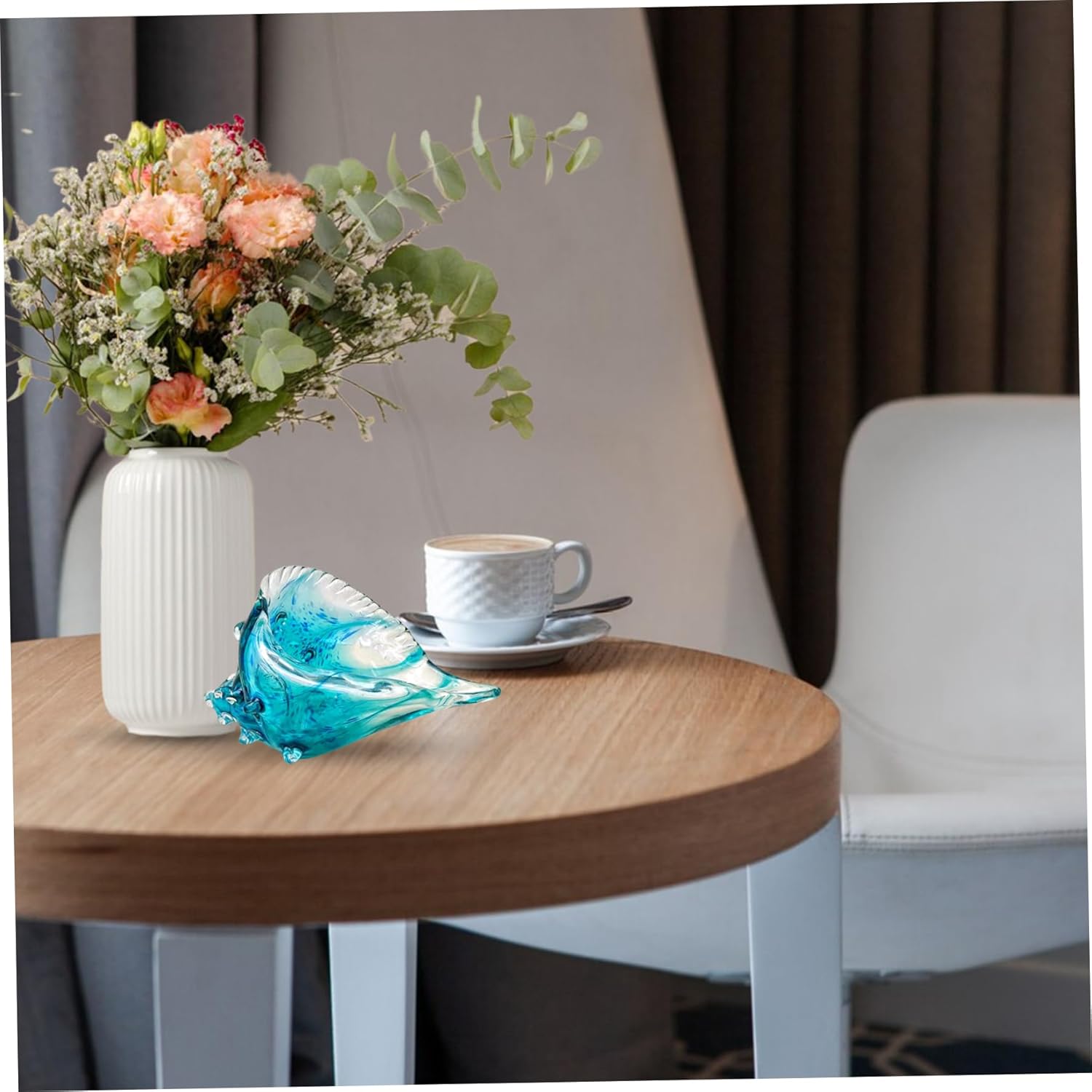 Conch Shell Modern Seashell Decor Collectible Portable Blown Glass Decor Decortive Glass Art Desktop Hand Blown Glass for Office Home Decor 8.7x4.7in