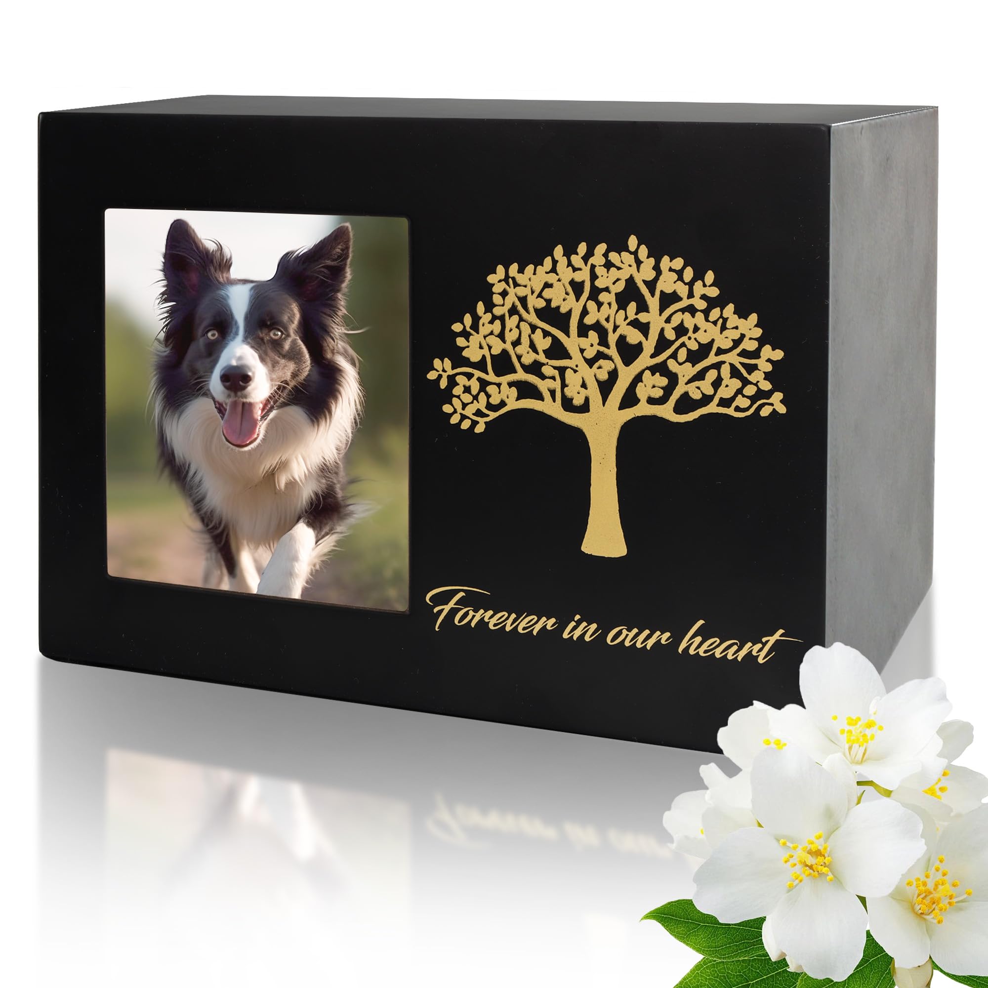 DiDiBirDi Hondenurn, Houten Gedenk Urnen voor Huisdieren, Gedenkdoos voor Huisdieren met Fotolijst, Urn voor Honden of Katten, Kattenurn (50 kg