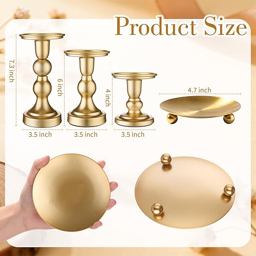 Miniatura 3 de Vesici 12 portavelas de oro, placa de hierro, soporte para velas, centros de mesa decorativos para mesa, boda, eventos, fiesta, sala de estar,
