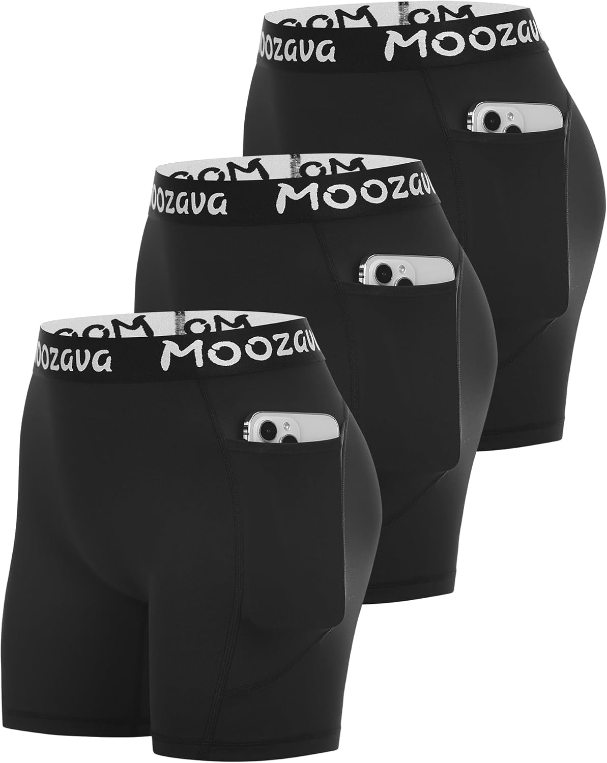 Moozava 5" Womens Spandex Volleyball Shorts 3 Pack Athletic Compression Shorts for Workout Running Gym Yoga Cycling Dance