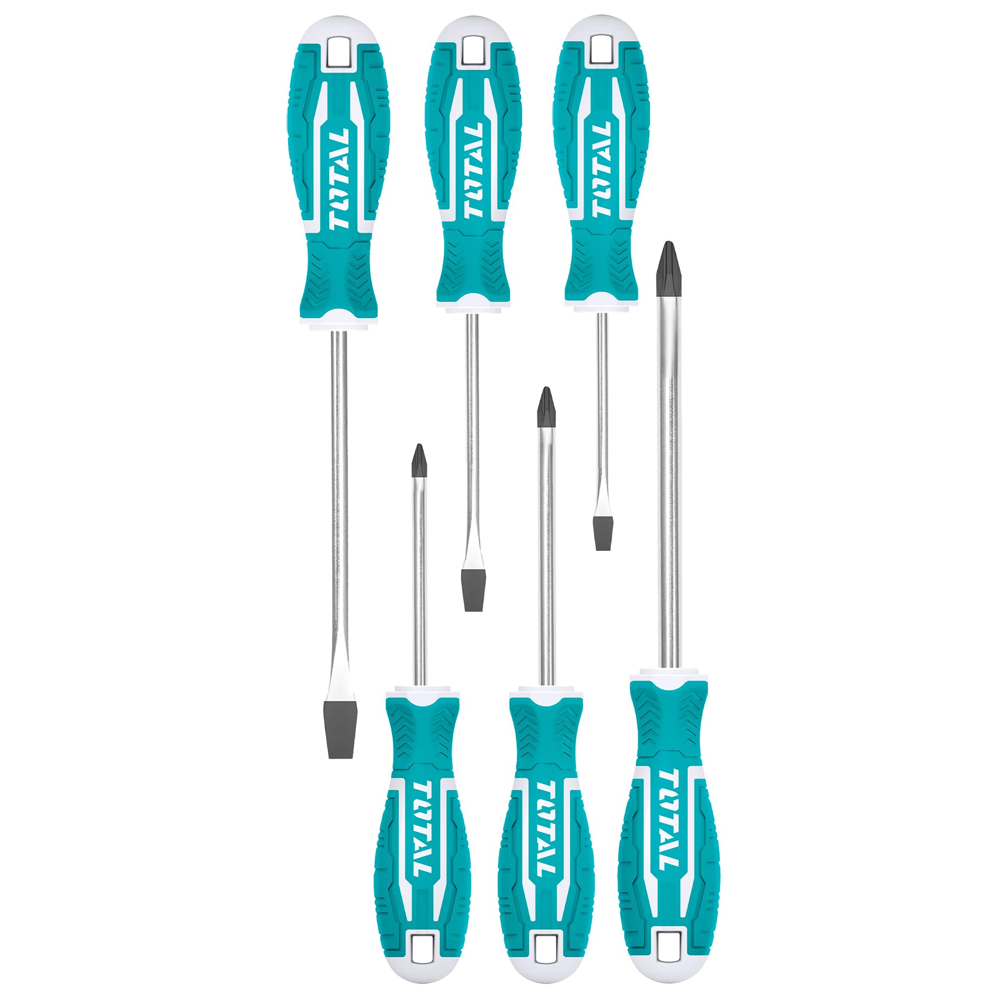 TOTAL - Set of 6 Screwdrivers with Magnetic Tips, Green