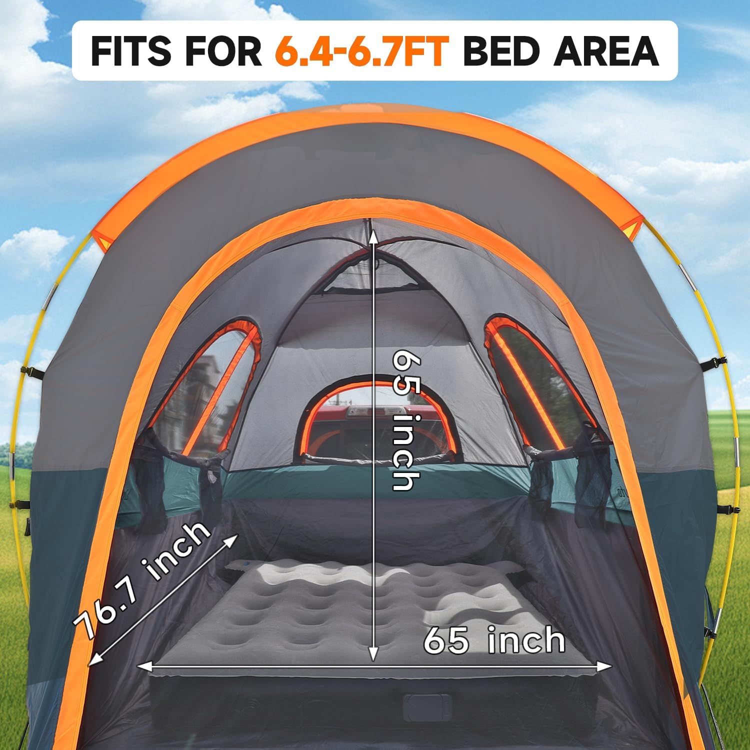 Truck Bed Tent: 2025 Upgrade Truck Tent Easy Setup for Camping, 3000mm Waterproof Pickup Truck Tent for 2 Person