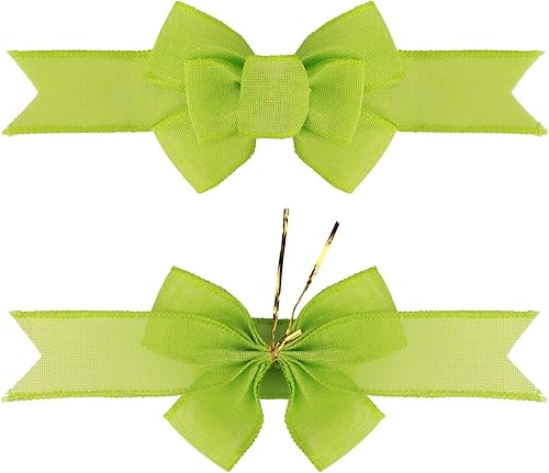 Miniatura 113 de 2 lazos de arpillera de Navidad, hechos a mano, prefabricados para coronas, adornos decorativos grandes de Navidad, decoración de árbol, lazos