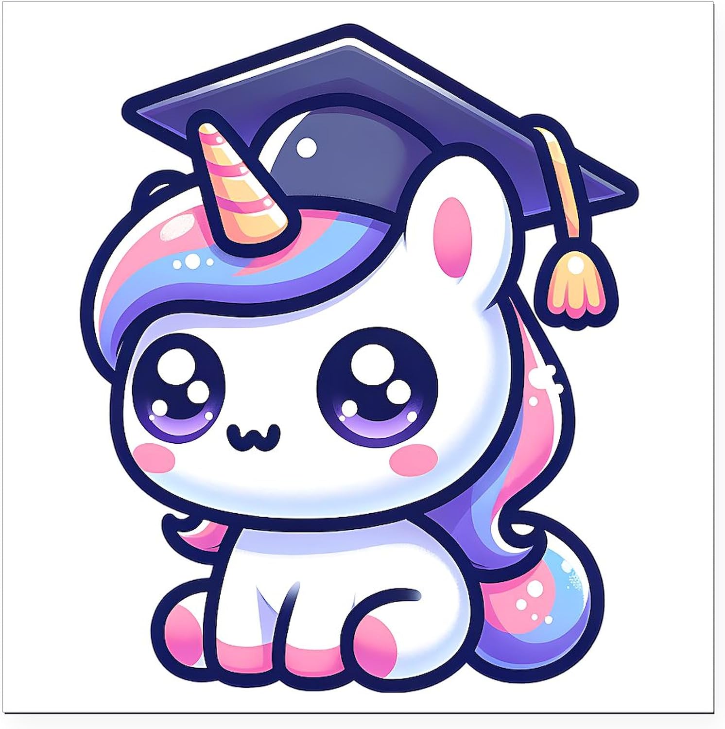 CafePress Unicorn Graduate Cute School Square Car Magnet, Magnetic Bumper Display