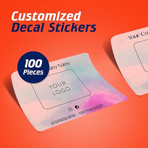 Miniatura 2 de DayStar Custom Signs & Design, Paquete de 60 calcomanías rectangulares personalizadas de vinilo personalizadas para logotipo de pequeñas empresas