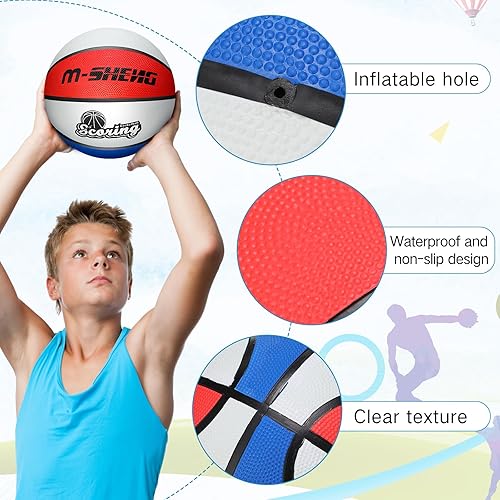Miniatura 3 de Jenaai 12 pelotas de baloncesto de goma a granel tamaño oficial 5 (27.5 pulgadas) para niños y jóvenes, baloncesto al aire libre con bomba para