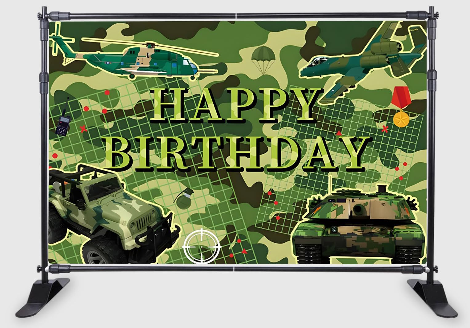 Army Military Tank Jeep Party Themed Happy Birthday Design Backdrop for Birthday Decoration Traditional/Background Curtain Cloth for Party/Festival Size 5 Feet Height and 8 Feet Width(5 * 8)-image-4