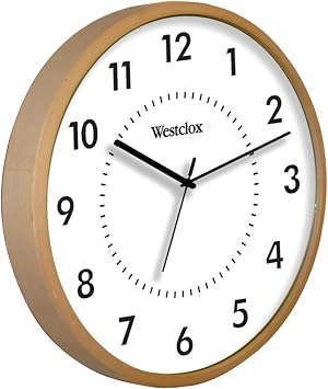 Westclox 32886 Round Woodgrain Clock, 10-Inch, Blonde