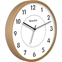 Westclox 32886 Round Woodgrain Clock, 10-Inch, Blonde