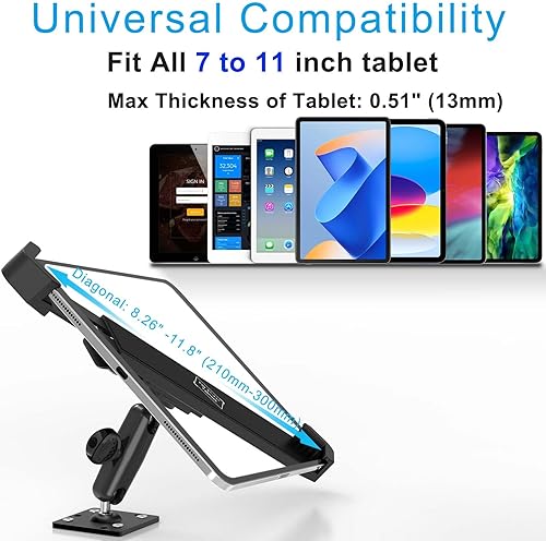 Miniatura 3 de Soporte de bloqueo de pared para tableta para iPad de 7 a 11 pulgadas, soporte de quiosco de tableta antirrobo de metal con bloqueo seguro para sala