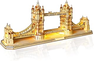 Hallisun 3D Wooden Puzzle for Adults, England Britain London Bridge Wood Architecture Model, DIY Mechanical Building Kit Craft Hobbies Toy, Birthday Festival Gift for Women Men, Home Decor, 450 PCS