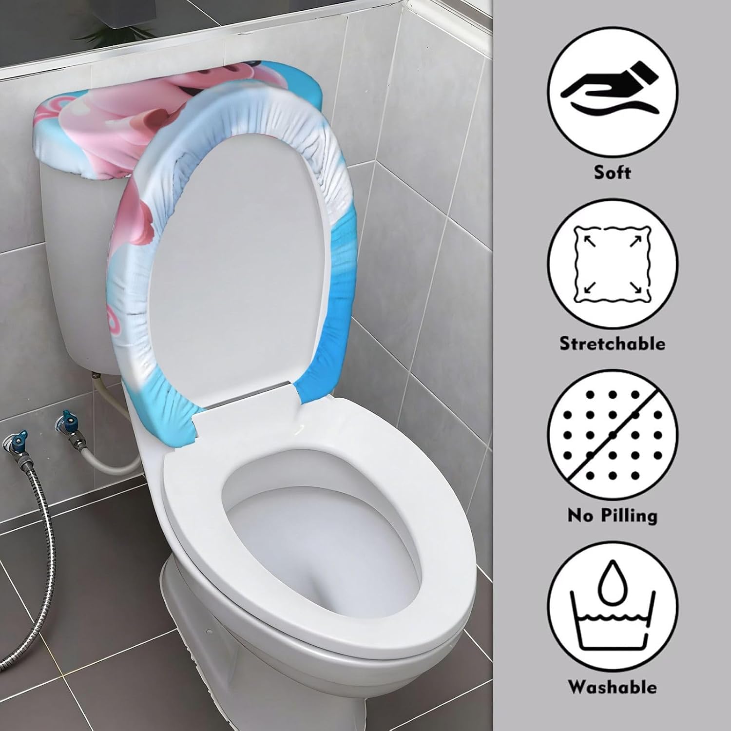 Toilet Lid Cover Set Sky Diving Flying Piggies