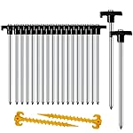 20+2PCS Tent Stakes Heavy Duty Camping Stakes,AVOFOREST 9.8Inch Non-Rust Metal Tent Pegs Ground Stakes Tent Spikes Camping,Garden,Hiking Black