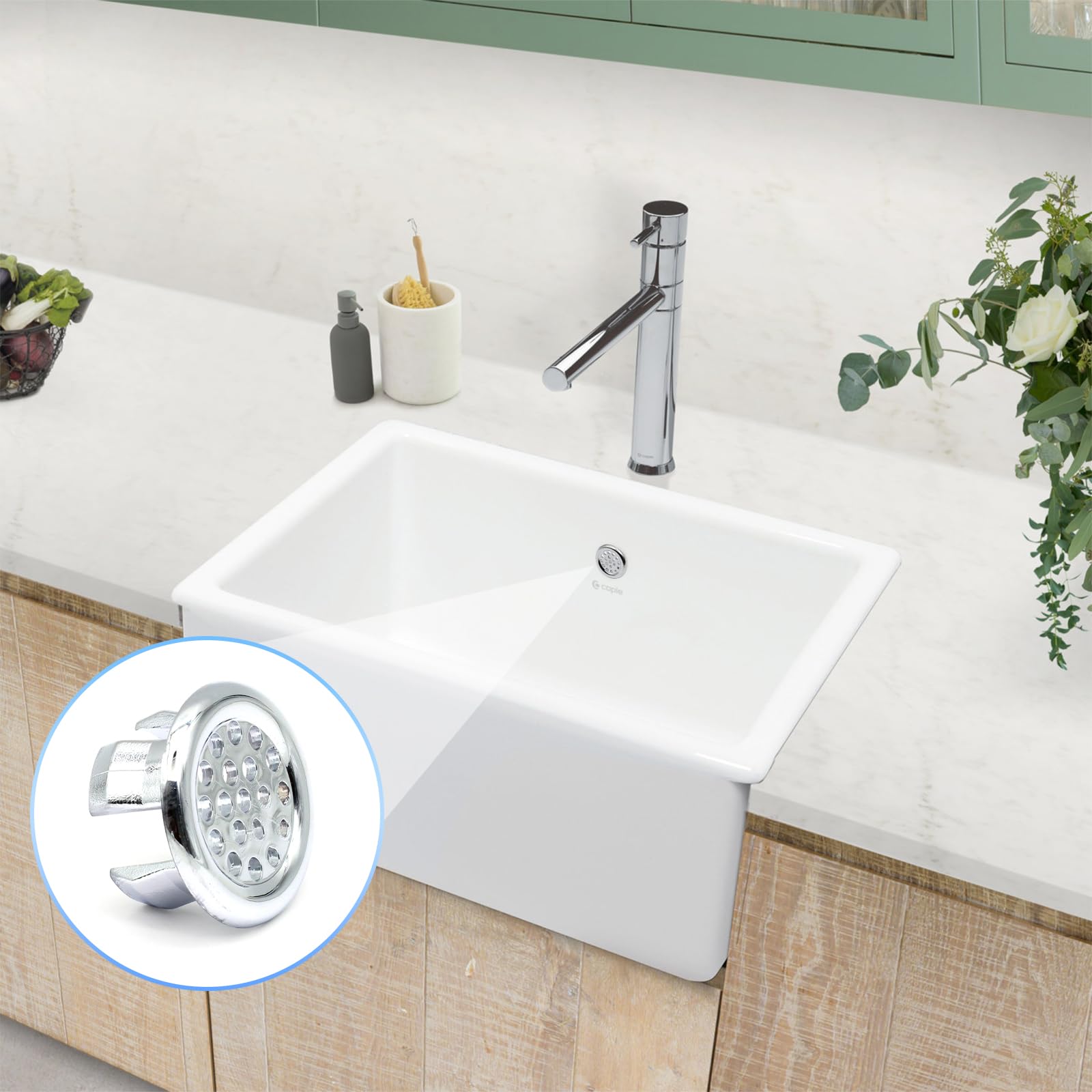 ZOCONE 8 Piezas Embellecedor Lavabo Agujero, Anillo Desbordamiento Embellecedor Rebosadero Lavabo, Anillo Hueco Agujero Redondo Tapa Rebosadero Lavabo Inserto para Fregadero, Baño, Cocina