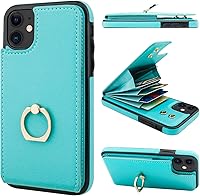 Vista 12 de Folosu Funda compatible con iPhone 11 con tarjetero, rotación de 360°, soporte de anillo de dedo con función atril, protección RFID, bloqueo RFID