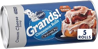 Pillsbury Grands! Flaky Cinnamon Rolls with Cinnabon Cinnamon & Cream Cheese Icing, 5 ct Refrigerated Dough, 17.5 oz
