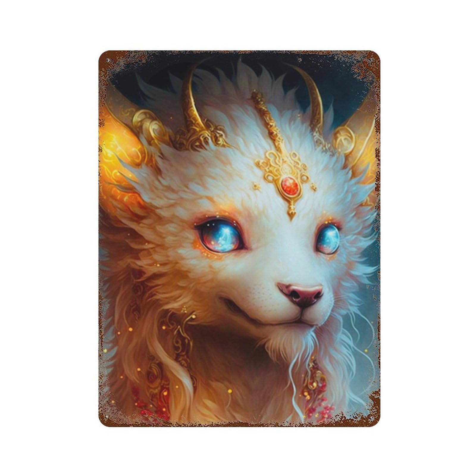 Fantasy Creature Art Print-6 15.7"x11.8" Vintage Rust Metal Sign, Novelty Wall Decor for Living Room, Hallway And Home Decor