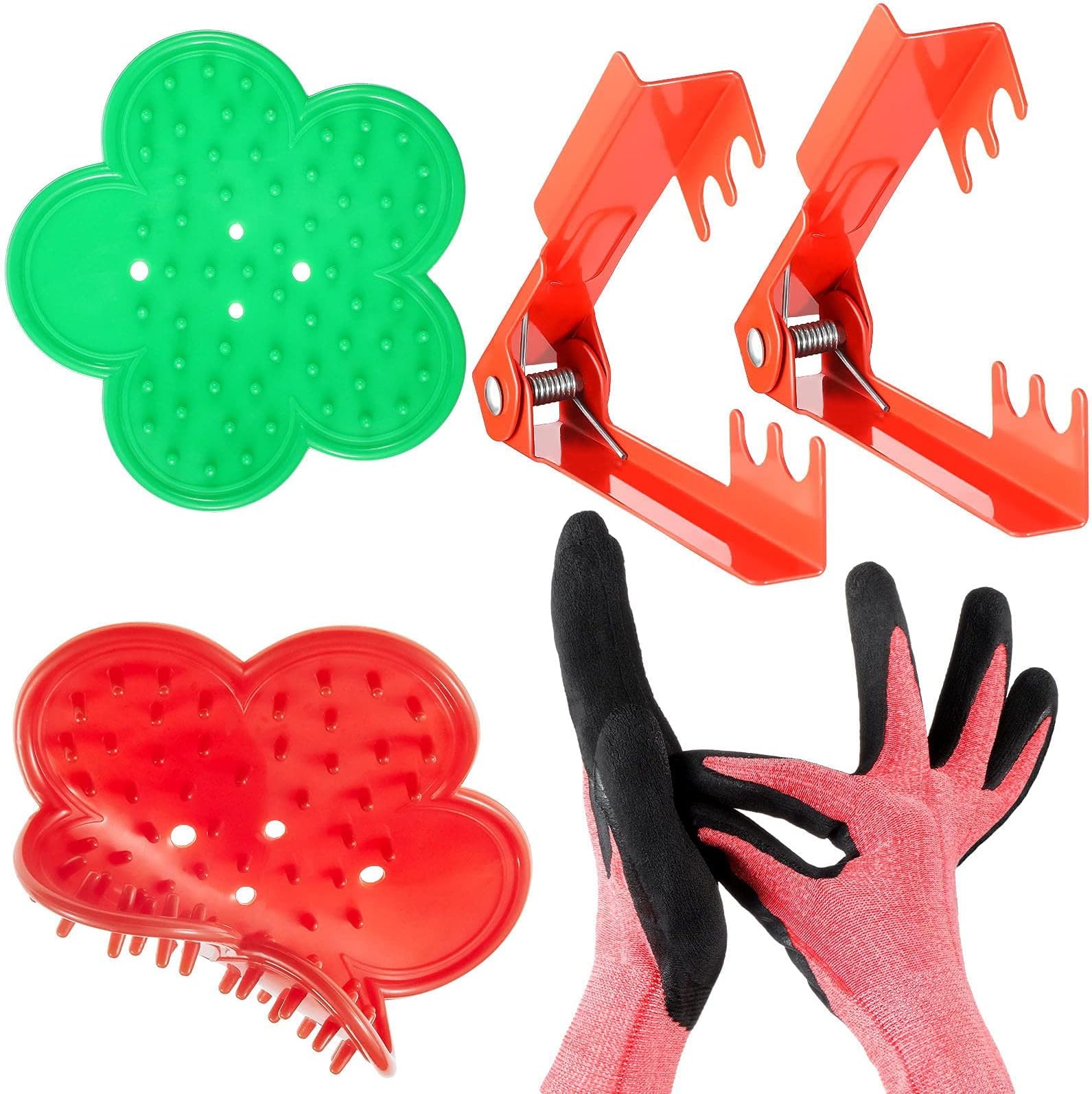 TERRIFI Rose Leaf Thorn Stripper Set Thorn Remover Tool Thorn and Leaf Stripping Tool and Garden Glove for Gardening Flower Arrangement 5 Pieces