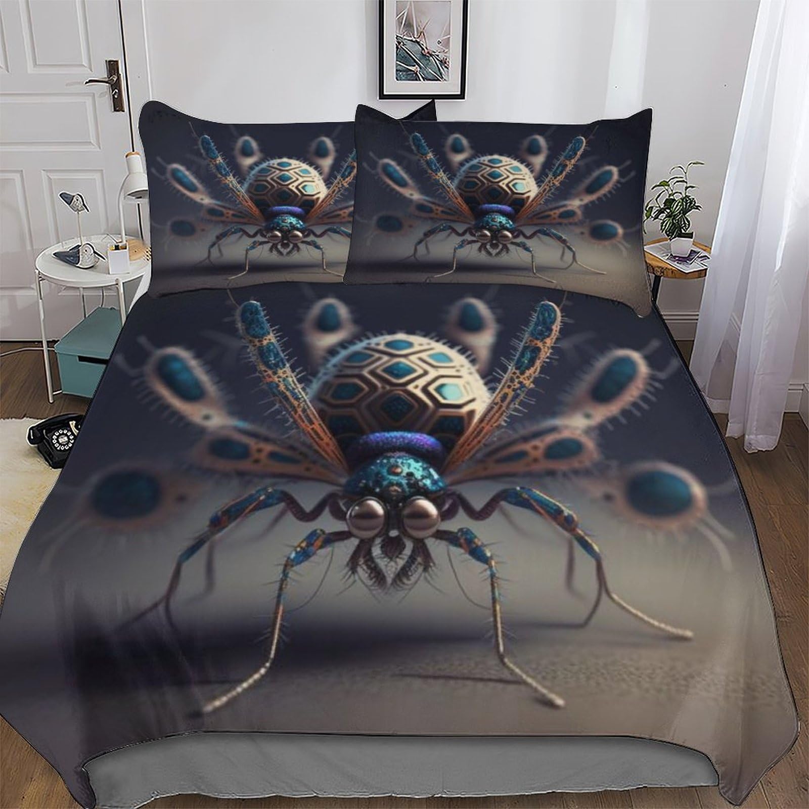 Housse de couette araignée 200x200 anti-allergie avec fermeture éclair pratique