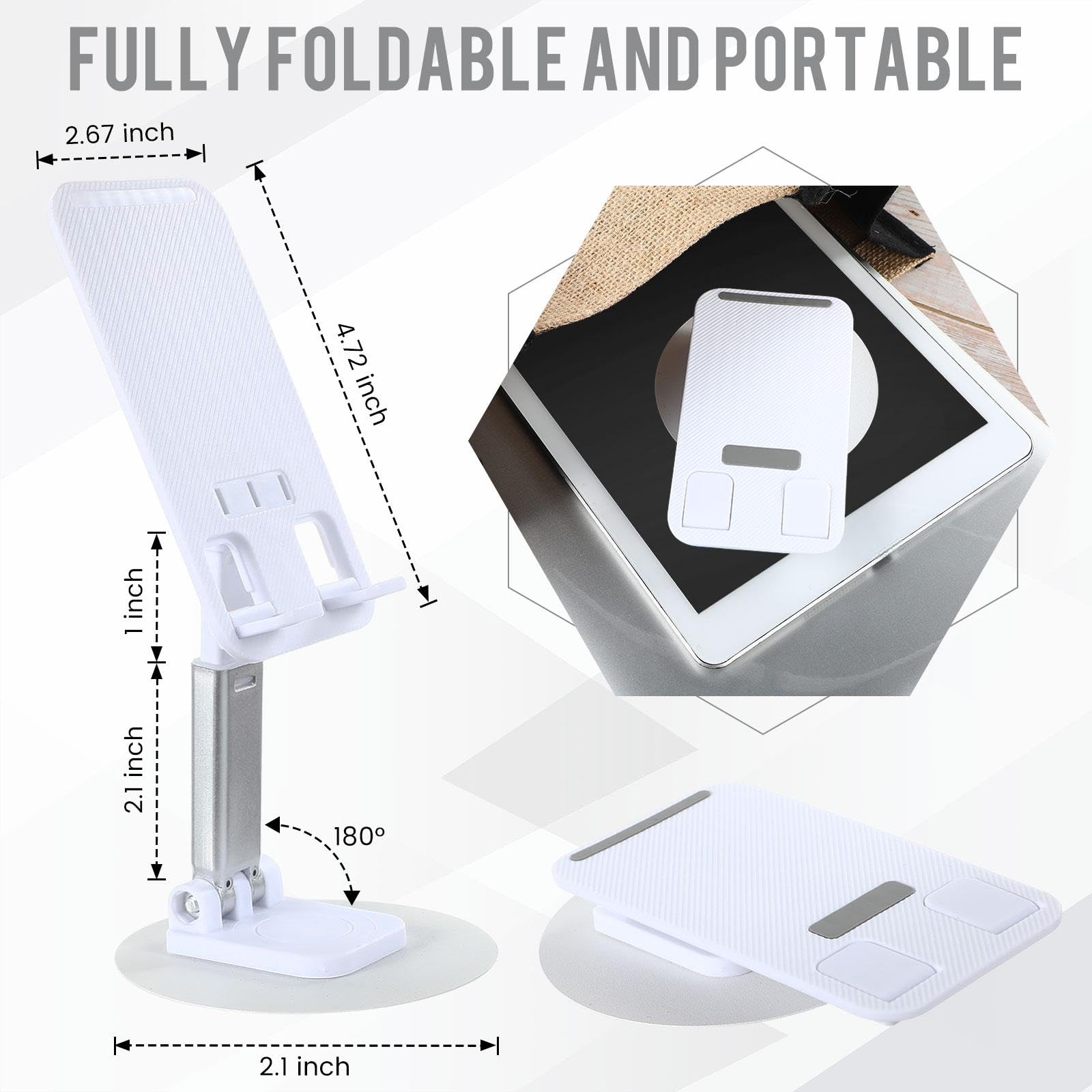 Geelin 12 soportes plegables dobles para teléfono celular, rotación de 360 grados, soporte para teléfono de escritorio, base de aluminio ligero, ángulo de altura ajustable, compatible con todos los