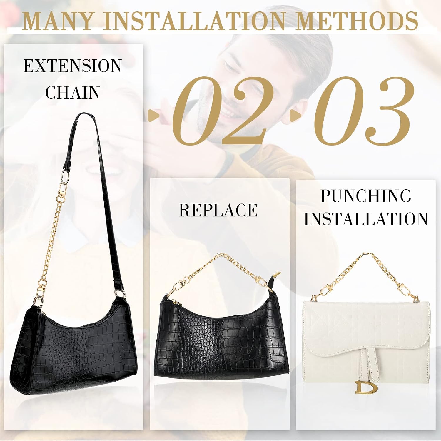 24 Pcs Purse Chain Strap Extender Studs Rivets D Ring Flat Purse Strap Extender Replacement Crossbody Conversion Kit Post Head Buttons Accessories for DIY Bag Hardware Wallet Handbags(Gold)
