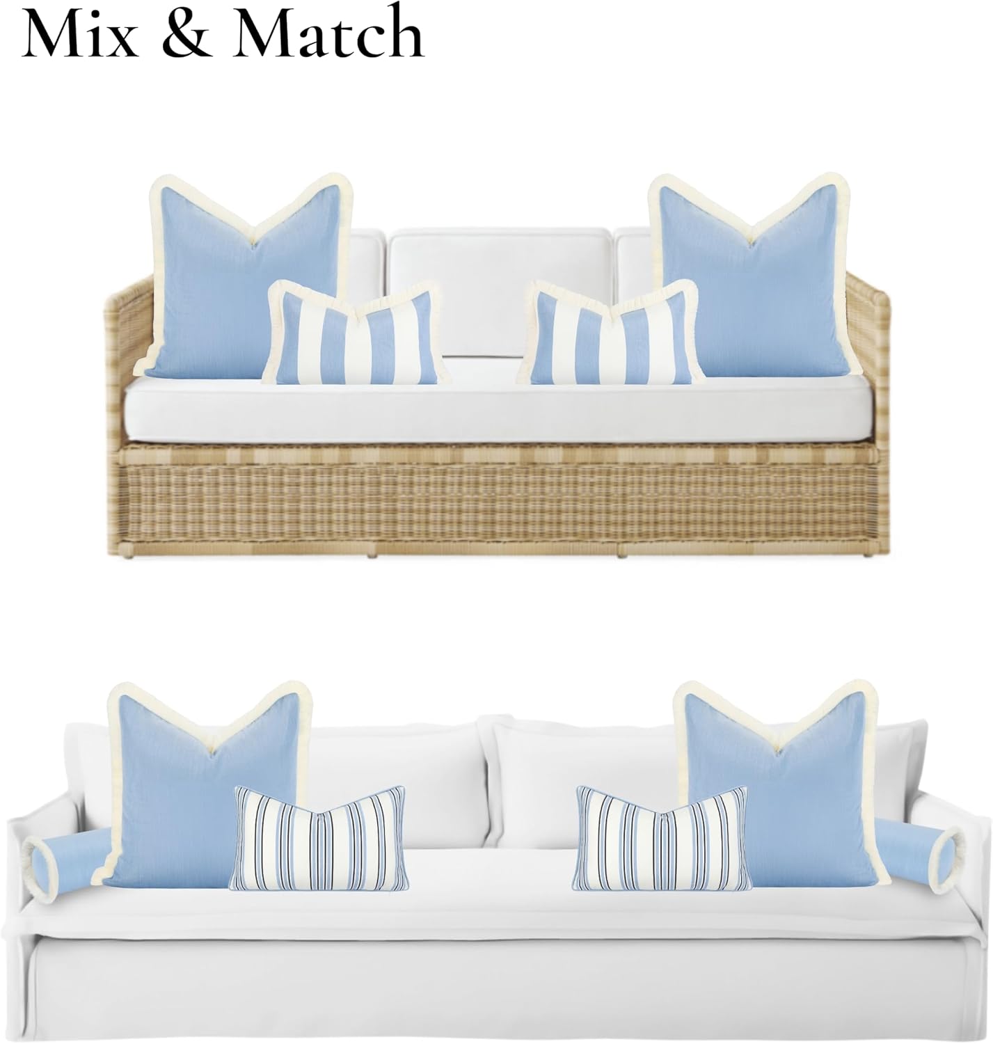 Hofdeco Premium Coastal Hampton Outdoor Performance Throw Pillow Cover Only, 22"x22" Water Repellent, UV and Fade Resistant for Backyard, Couch, Poolside, Azure Blue Woven Solid