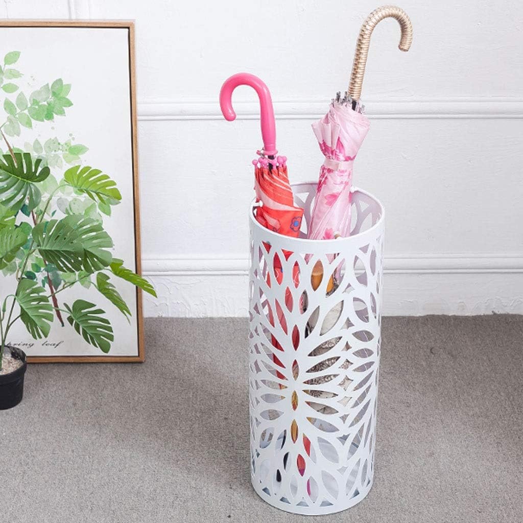 Home Umbrella Stand Rack, Iron Storage Bucket, Metal Umbrella Holder, Round Umbrella Stand Rack, with Drip Tray(Onecolor)