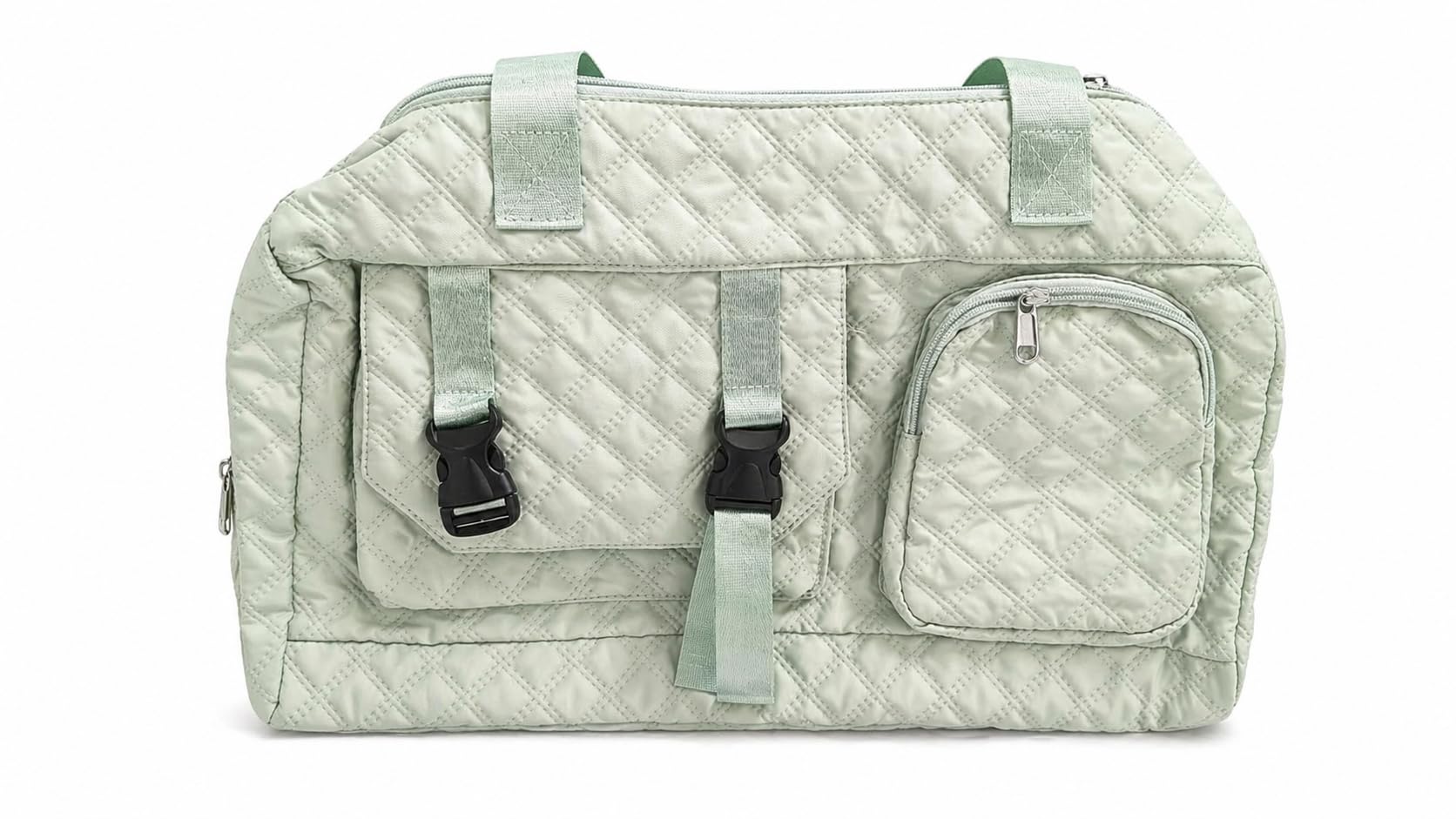 Al hasbi Stylish Quilted Multipurpose Travel & Diaper Bag – Mint Green, Spacious & Lightweight-image-13