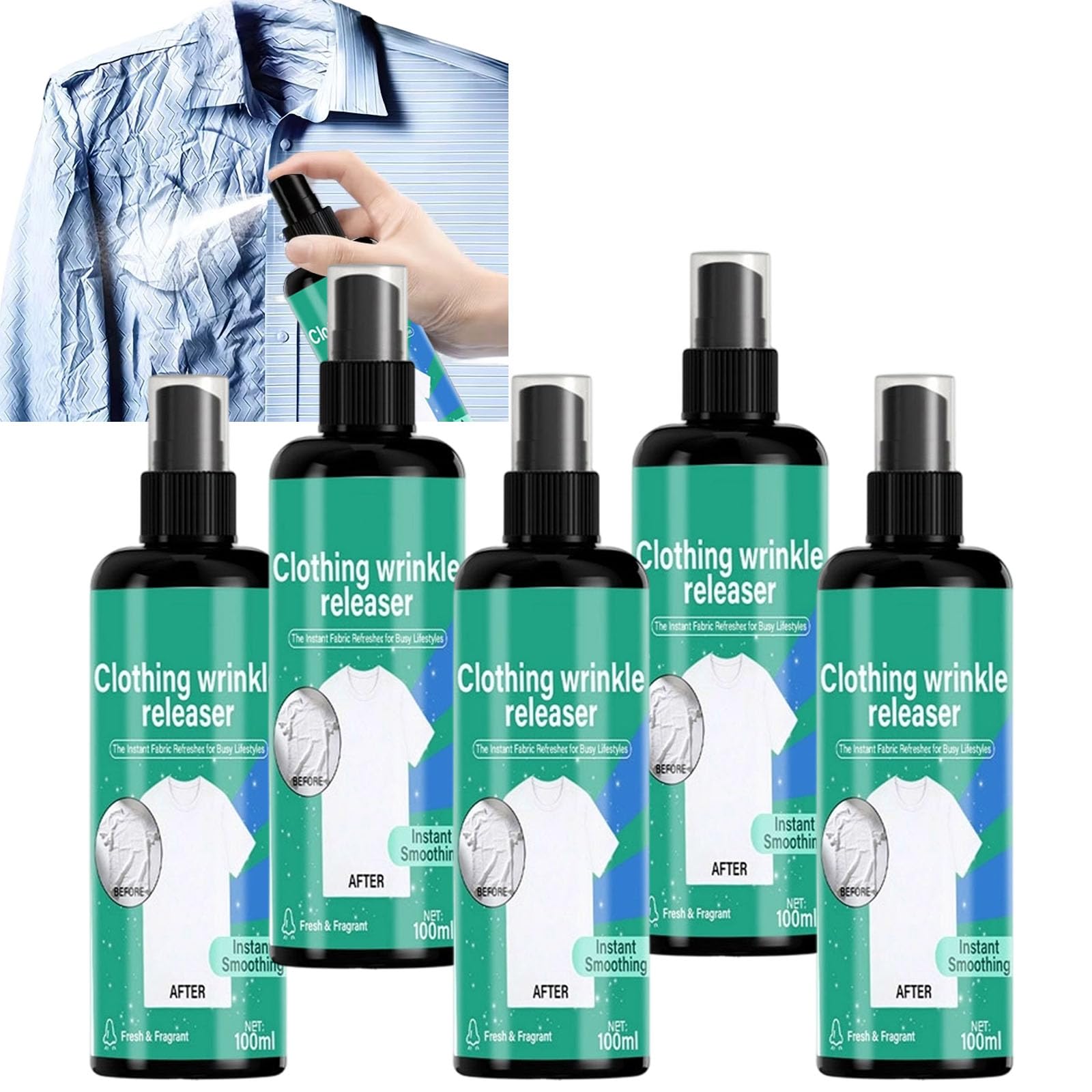 Spray do usuwania zmarszczek do odzieży, pielęgnacja tkanin, szybkie wygładzanie (5 szt.)