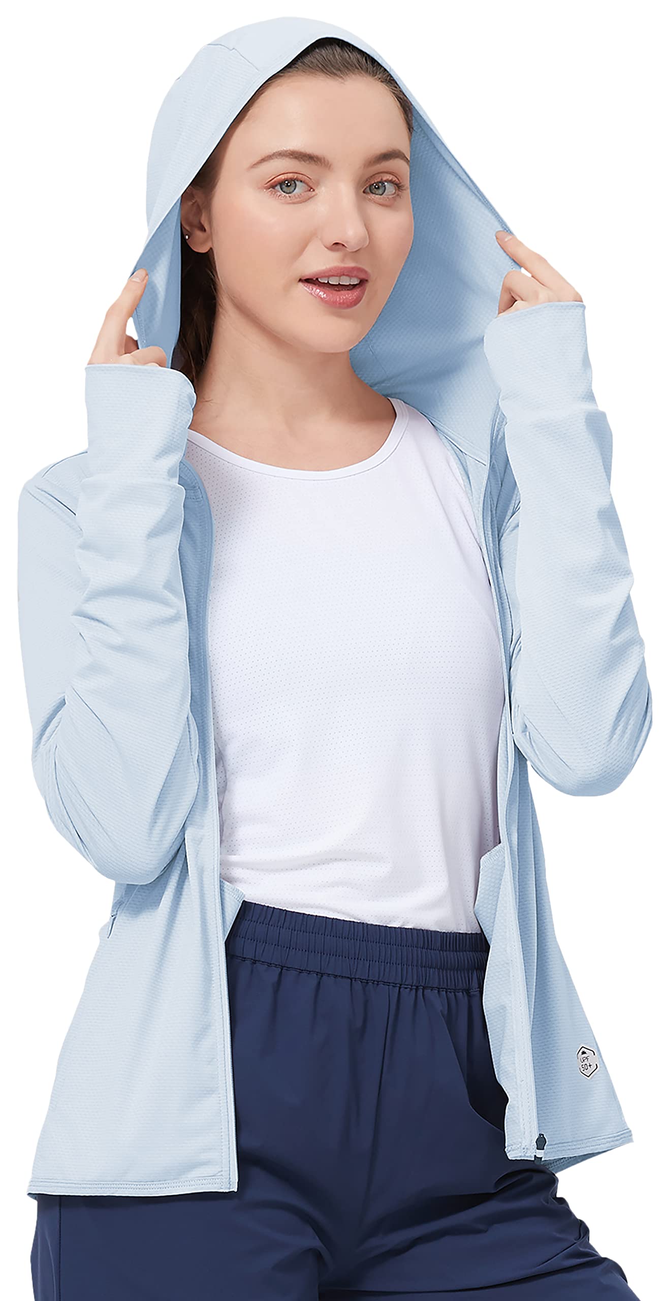 CAMELSPORTS Women UPF 50+ Athletic Jacket Sun Protection Long Sleeve Hiking Shirts Lightweight Outdoor Hoodie with Pocket