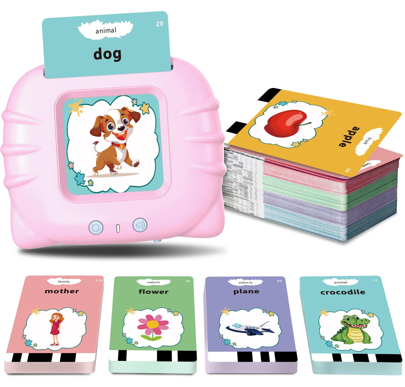 Toddler Early Educational Learning Sensory Cards Pocket Speech Toy - 224 Sights Words Talking Flash Cards - Speech Therapy Gift for Baby Boys Girls Kids 2-6 Years