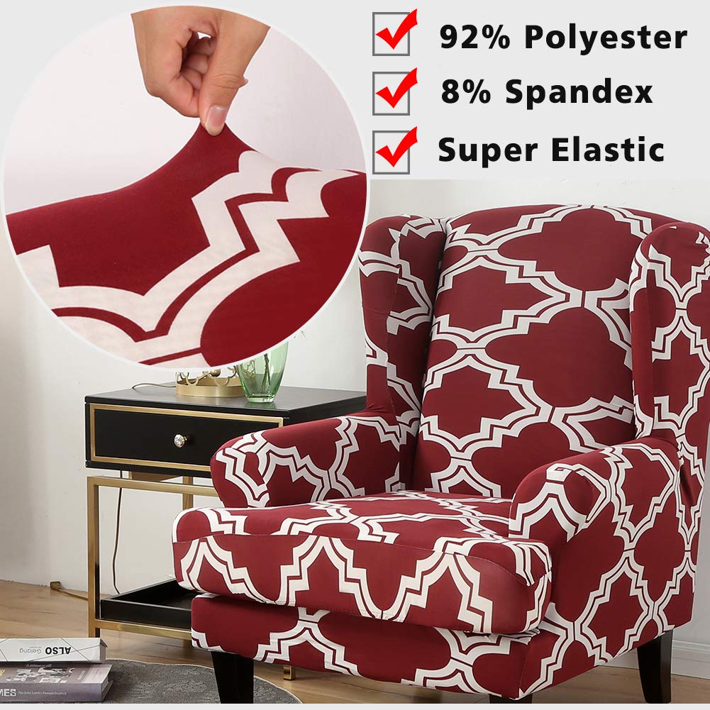 2 pezzi/set fodera per sedia con schienale alato con fodera per cuscino