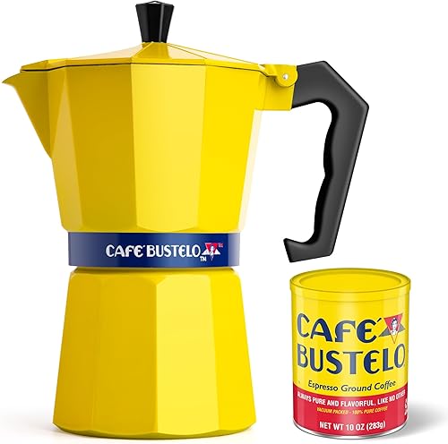 Miniatura 1 de LORD'S ROCKS Café Bustelo - Cafetera de café para estufa, cafetera Moka de 20.3 fl oz, aluminio duradero con mango resistente al calor, diseño