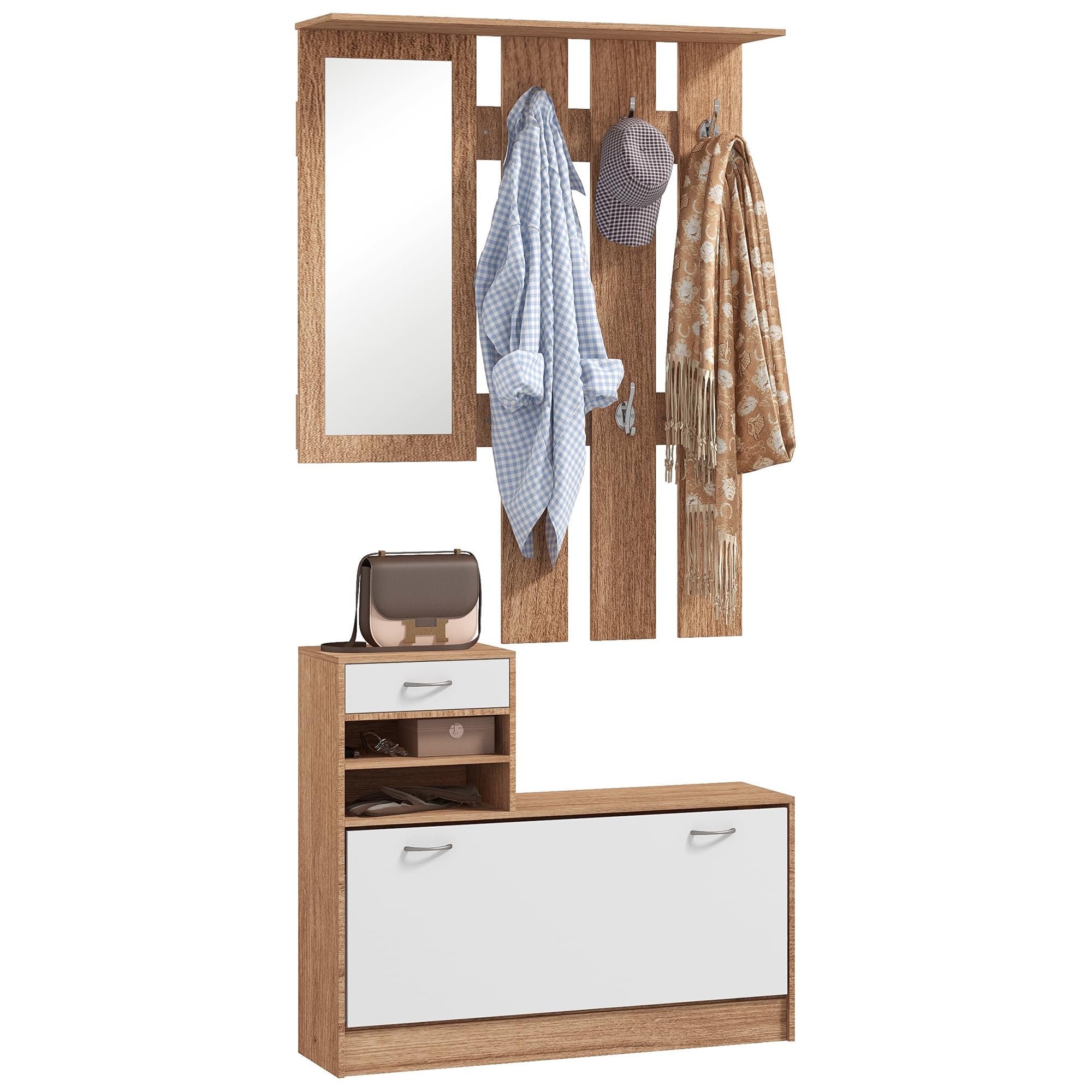 HOMCOM Ensembles 3 en 1 de Meuble d'entrée vestiaire avec Panneau