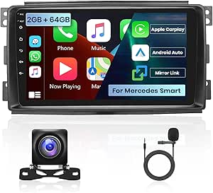 Autoradio Android 9" Pour Mercedes Smart Fortwo 2005-2010 - Écran Tactile, CarPlay/Android Auto Sans Fil, GPS, Caméra De Recul